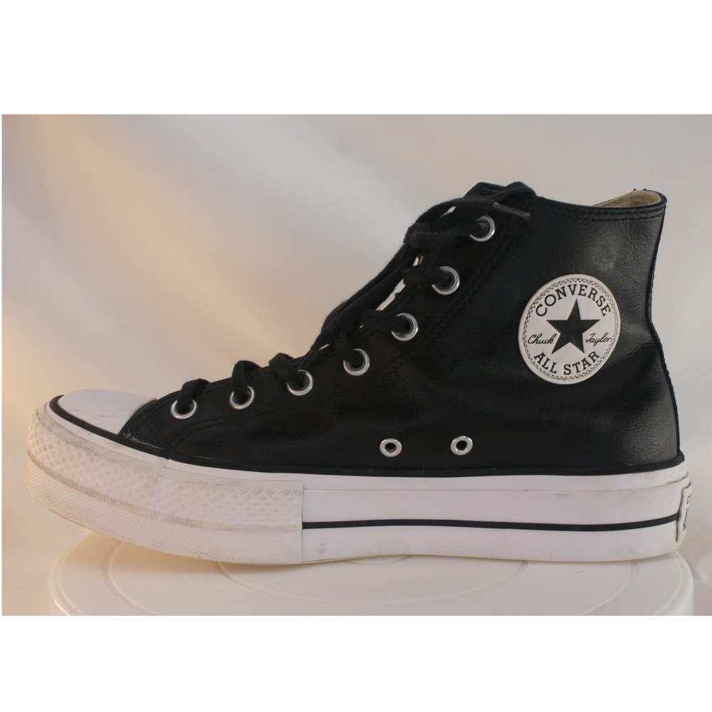 Converse Chuck Taylor AllStar Lift Clean High Black Leather Platform High Top 10